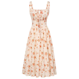 MAREN™ – Floral Print Tie-Waist Midi Dress