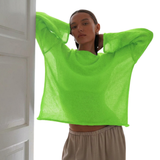 BRISEIS™ – Airy Hollow-Out Flare-Sleeve Knit Sweater