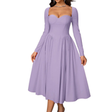 NICOLETTE™ – Sexy Open-Back Pleated Midi Dress