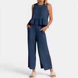 BRISETTE™ – Pleated Vest & Wide Leg Palazzo Set