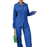 CLEO™ – Chic Collared Long Sleeve and Wide-Leg Pant Set