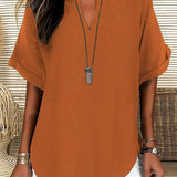 GENNEVA™ – Casual Plain Short Sleeve Blouse
