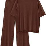 FILTA™ - Casual Basic Top and Elastic Waist Pants Set