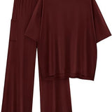 FILTA™ - Casual Basic Top and Elastic Waist Pants Set