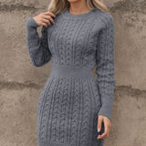 ALVA™ - Cable Knit Bodycon Sweater Dress with Round Neck for Fall & Winter