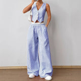 DULCE™ – Elegant Sleeveless Two-Piece Striped Lounge Set