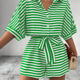 CANDIDA™ – Casual Striped Tie-Front Summer Romper