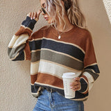 SOMIN™ - Comfy Striped Long Sleeve Round Neck Sweater