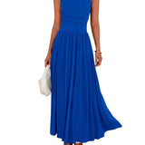 EMMIE™- Chic Sleeveless Ruched High-Waisted Maxi Dress