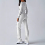 KUTIS™ - Casual Round Neck Crop Top and Drawstring High Waist Pants Set