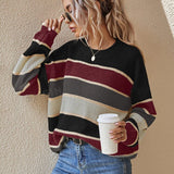 SOMIN™ - Comfy Striped Long Sleeve Round Neck Sweater