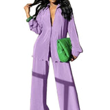 CLEO™ – Chic Collared Long Sleeve and Wide-Leg Pant Set