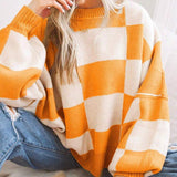 REVERIE™ - Casual Plaid Long Sleeve Round Neck Sweater