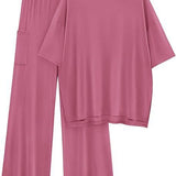FILTA™ - Casual Basic Top and Elastic Waist Pants Set