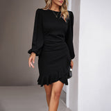 INARA™ - Elegant Zippered Ruffle Formal Dress