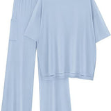FILTA™ - Casual Basic Top and Elastic Waist Pants Set