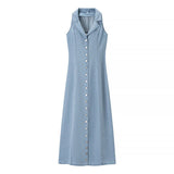INOCENCIA™ – Classic Buttoned Down Deep V-Neck Maxi Dress