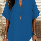 GENNEVA™ – Casual Plain Short Sleeve Blouse