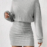POPPY™ - Minimalist Ribbed Turtleneck Dress