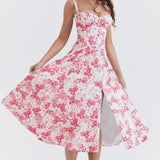 OPRAH™ - Casual Lace-Up Square Neck Midi Dress