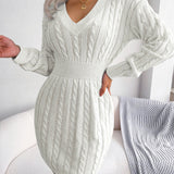 LIRAEL™ - Chic V-Neck Long Sleeve Mini Dress