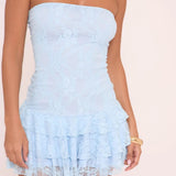 EVANGELINE™ – Chic Strapless Frill Hem Mini Dress