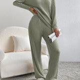 ELMER™ - Casual Long Sleeve V-Neck Top and Pants Set
