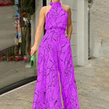 QIANA™ - Elegant Wide Leg Neck Tie Sleeveless Summer Jumpsuit