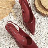 AMIRA™ - Women’s PU Leather Slingback Heels Simple Solid Color Pointed Toe Pumps