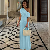 ROSETTA™ - Elegant One Shoulder Evening Maxi Dress