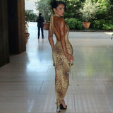 SABINA™ - Graceful Leopard Backless Sleeveless Maxi Dress