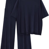 FILTA™ - Casual Basic Top and Elastic Waist Pants Set