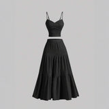 DALI™ - Comfy Sleeveless Crop Top and A-Line Skirt Set