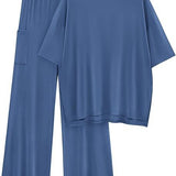 FILTA™ - Casual Basic Top and Elastic Waist Pants Set