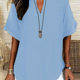 GENNEVA™ – Casual Plain Short Sleeve Blouse