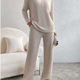 ELMER™ - Casual Long Sleeve V-Neck Top and Pants Set