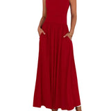 EMMIE™- Chic Sleeveless Ruched High-Waisted Maxi Dress
