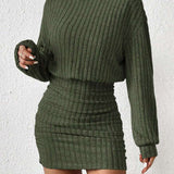 POPPY™ - Minimalist Ribbed Turtleneck Dress