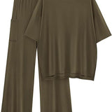 FILTA™ - Casual Basic Top and Elastic Waist Pants Set