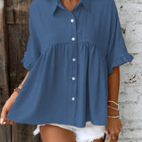 ELLASA™ - Casual Plus Size Ruffle Button-Front Blouse