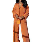 CLEO™ – Chic Collared Long Sleeve and Wide-Leg Pant Set