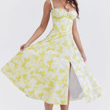 OPRAH™ - Casual Lace-Up Square Neck Midi Dress