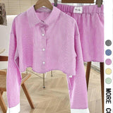 EMERSYN™ - Casual Collared Long-Sleeve Co-Ord Set