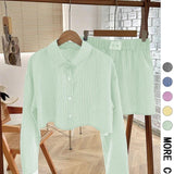 EMERSYN™ - Casual Collared Long-Sleeve Co-Ord Set