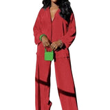 CLEO™ – Chic Collared Long Sleeve and Wide-Leg Pant Set