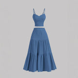 DALI™ - Comfy Sleeveless Crop Top and A-Line Skirt Set