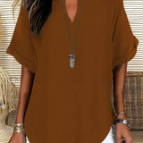 GENNEVA™ – Casual Plain Short Sleeve Blouse