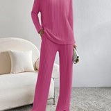 ELMER™ - Casual Long Sleeve V-Neck Top and Pants Set