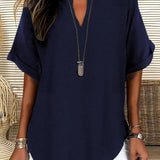 GENNEVA™ – Casual Plain Short Sleeve Blouse