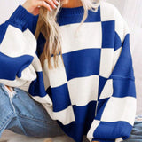 REVERIE™ - Casual Plaid Long Sleeve Round Neck Sweater
